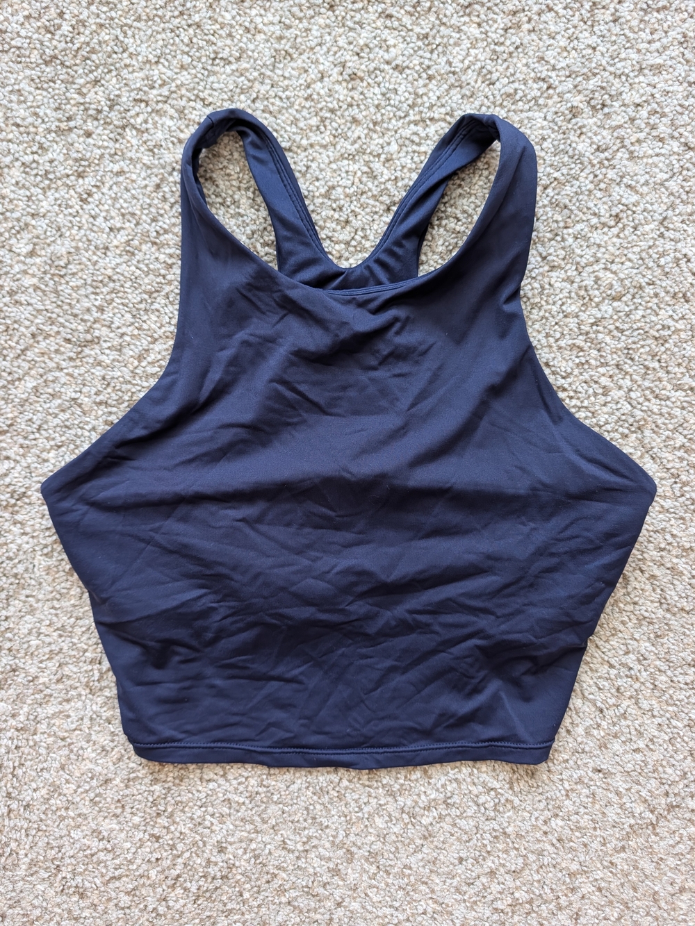 Athleta Womens Navy Blue High-Neck Racerback Crop Tank Sports Bra Size Medium
